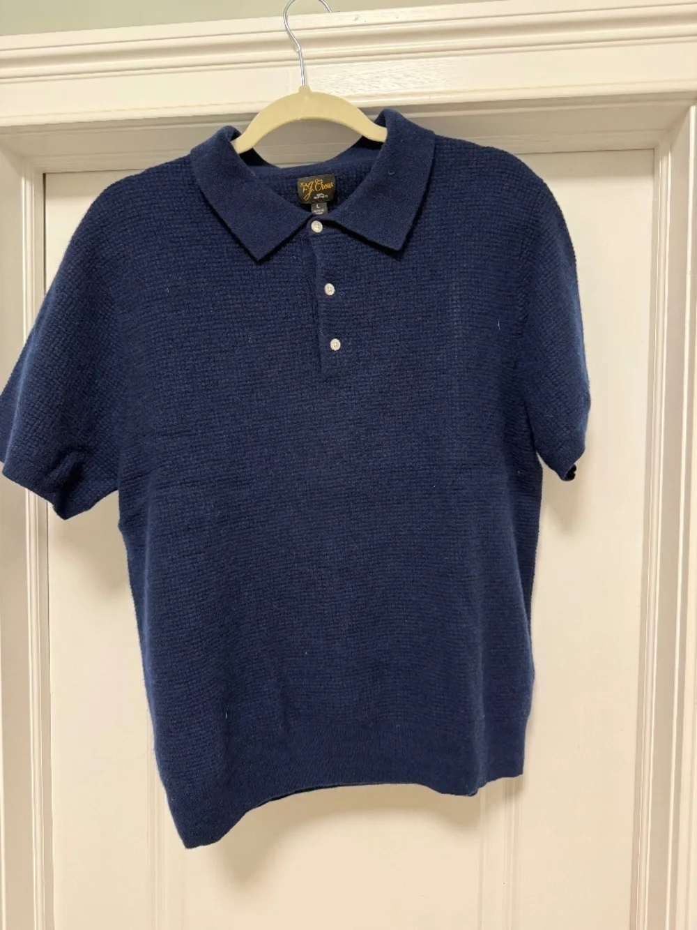 J Crew Short-sleeve cashmere waffle sweater-polo